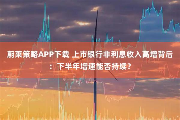 蔚莱策略APP下载 上市银行非利息收入高增背后：下半年增速能否持续？